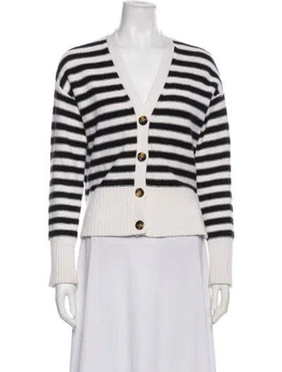 Pre-owned Veronica Beard Striped V-neck Sweater In Neutral