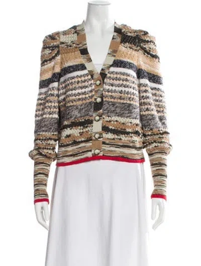 Pre-owned Veronica Beard Striped V-neck Sweater In Neutral