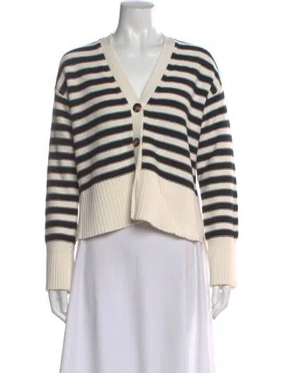 Pre-owned Veronica Beard Striped V-neck Sweater In Neutral