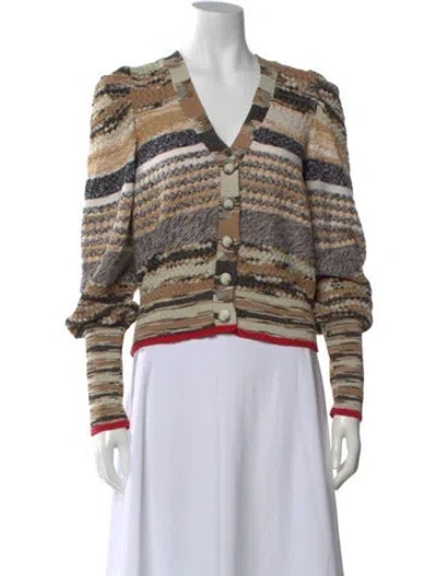 Pre-owned Veronica Beard Striped V-neck Sweater In Neutral