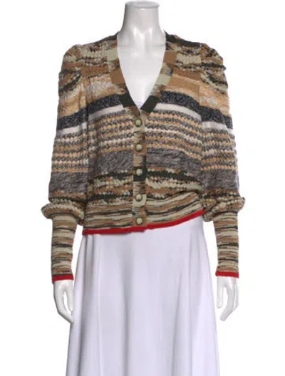 Pre-owned Veronica Beard Striped V-neck Sweater In Neutral