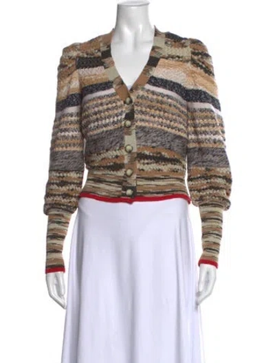 Pre-owned Veronica Beard Striped V-neck Sweater In Neutral