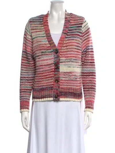 Pre-owned Veronica Beard Striped V-neck Sweater In Neutrals