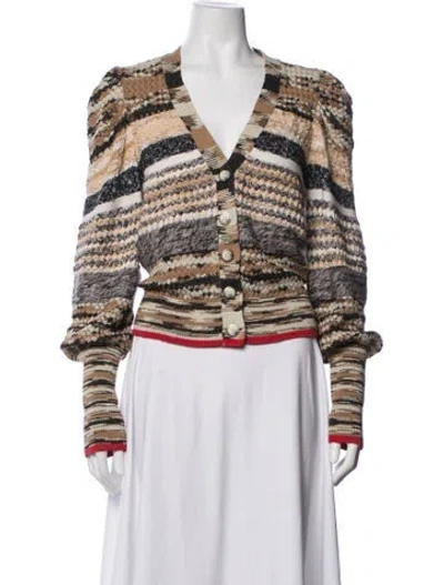 Pre-owned Veronica Beard Striped V-neck Sweater In Neutrals