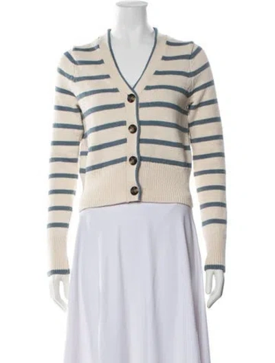 Pre-owned Veronica Beard Striped V-neck Sweater In Neutrals