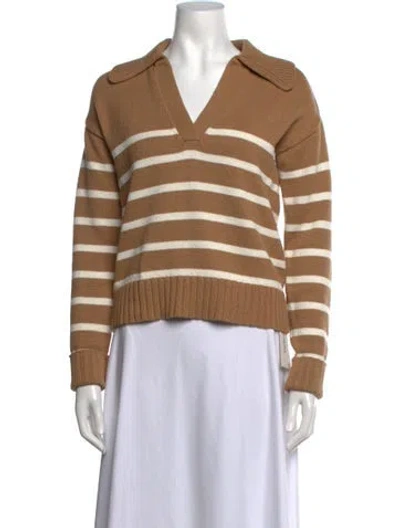 Pre-owned Veronica Beard Striped V-neck Sweater In Neutrals