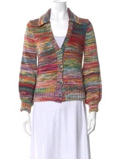 Pre-owned Veronica Beard Striped V-neck Sweater In Orange
