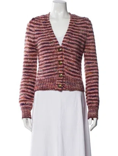 Pre-owned Veronica Beard Striped V-neck Sweater In Pink