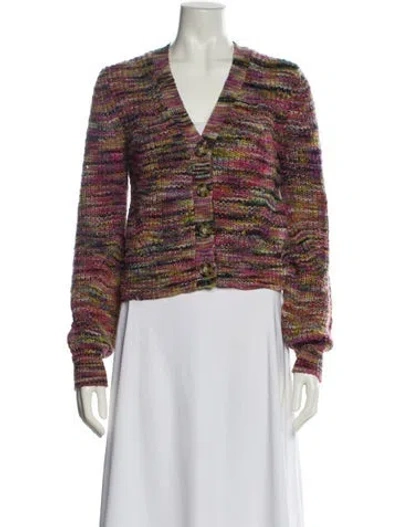 Pre-owned Veronica Beard Striped V-neck Sweater In Pink