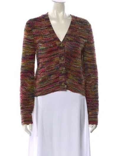 Pre-owned Veronica Beard Striped V-neck Sweater In Pink