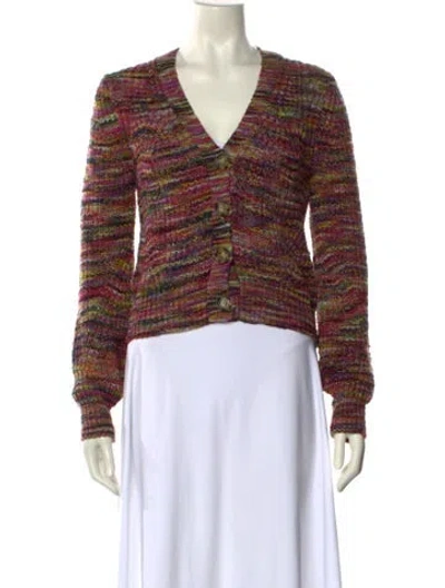 Pre-owned Veronica Beard Striped V-neck Sweater In Pink