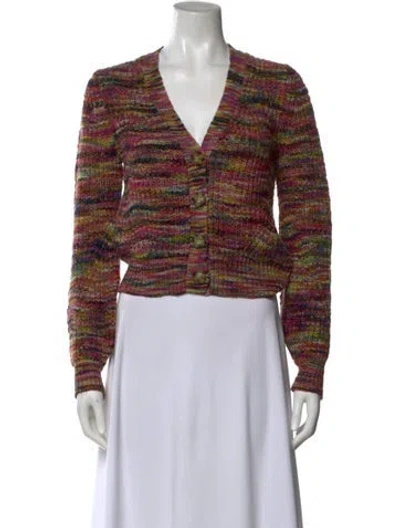 Pre-owned Veronica Beard Striped V-neck Sweater In Pink