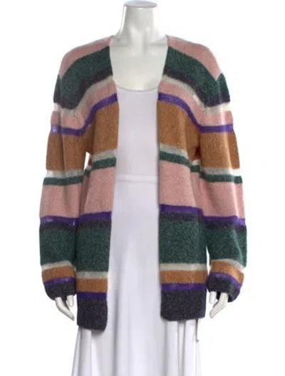 Pre-owned Veronica Beard Striped V-neck Sweater In Pink