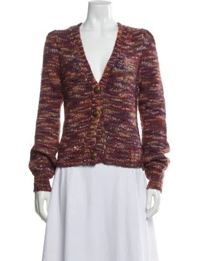 Pre-owned Veronica Beard Striped V-neck Sweater In Pink