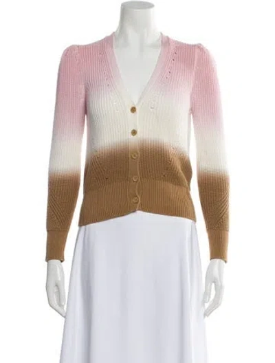 Pre-owned Veronica Beard Striped V-neck Sweater In Pink