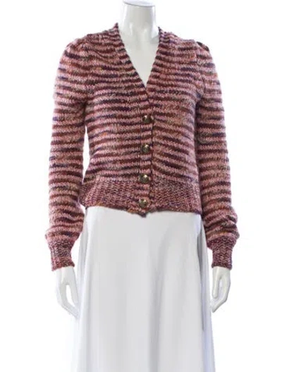 Pre-owned Veronica Beard Striped V-neck Sweater In Pink
