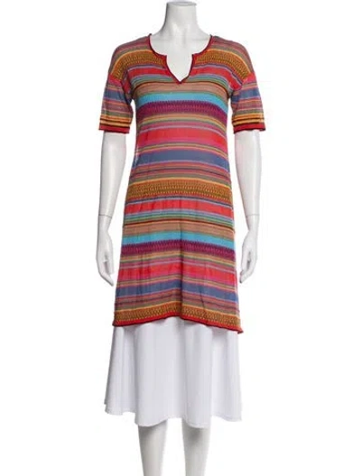 Pre-owned Veronica Beard Striped V-neck Sweater In Pink