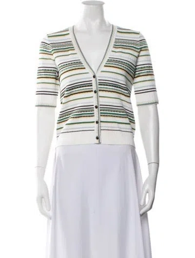Pre-owned Veronica Beard Striped V-neck Sweater In Purple