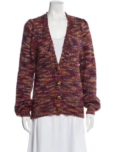 Pre-owned Veronica Beard Striped V-neck Sweater In Red