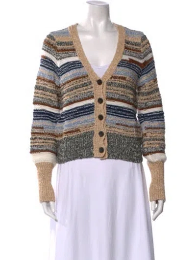 Pre-owned Veronica Beard Striped V-neck Sweater W/ Tags
