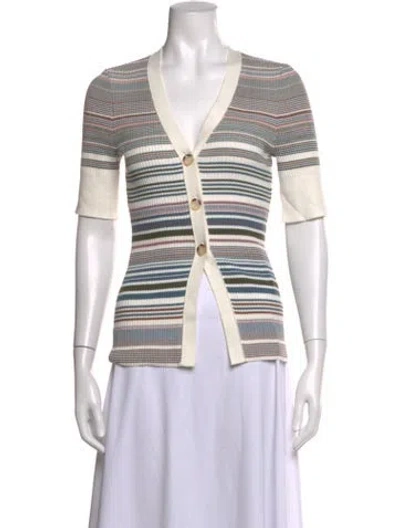 Pre-owned Veronica Beard Striped V-neck Sweater W/ Tags