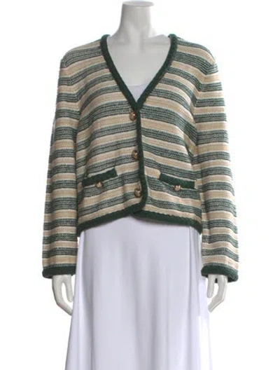 Pre-owned Veronica Beard Striped V-neck Sweater W/ Tags In Multi