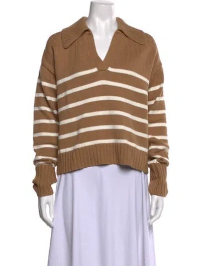 Pre-owned Veronica Beard Striped V-neck Sweater W/ Tags In Neutral