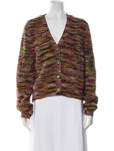 Pre-owned Veronica Beard Striped V-neck Sweater W/ Tags In Pink
