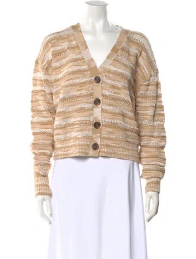 Pre-owned Veronica Beard Striped V-neck Sweater In White