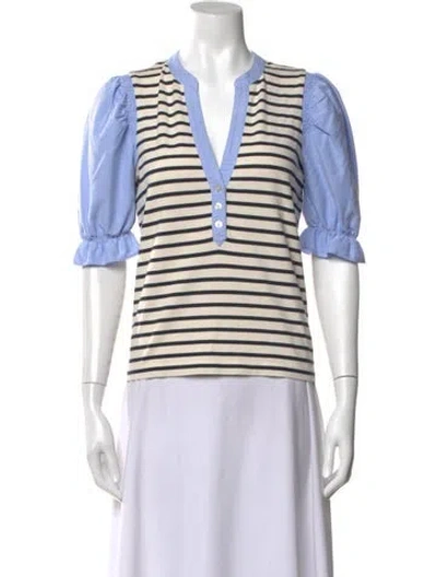 Pre-owned Veronica Beard Striped V-neck Top