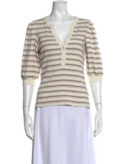 Pre-owned Veronica Beard Striped V-neck Top