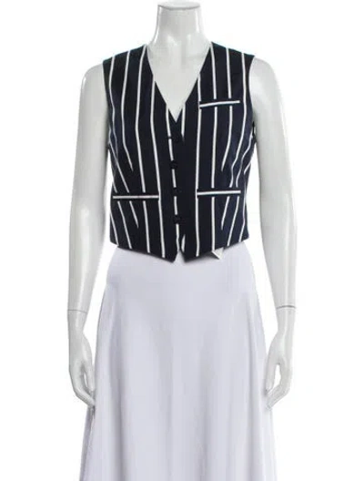 Pre-owned Veronica Beard Striped V-neck Top In Blue