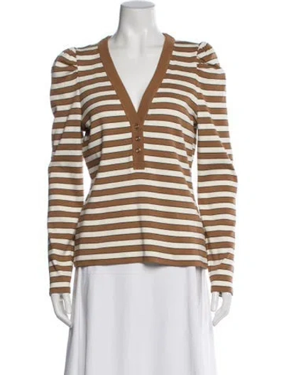 Pre-owned Veronica Beard Striped V-neck Top In Multi
