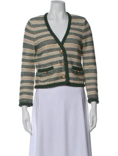 Pre-owned Veronica Beard Striped V-neck Top In Multi