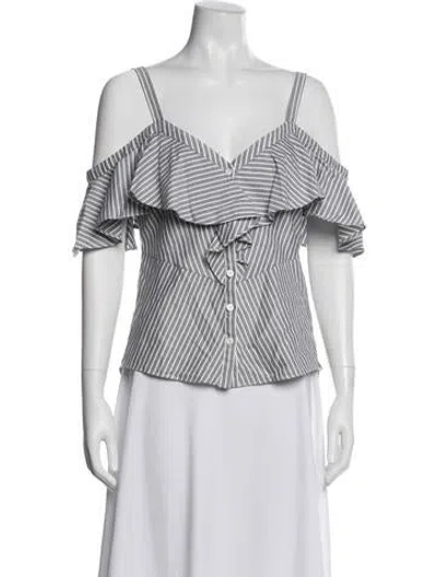 Pre-owned Veronica Beard Striped V-neck Top In Multi