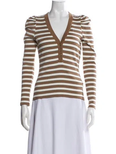 Pre-owned Veronica Beard Striped V-neck Top In Neutral