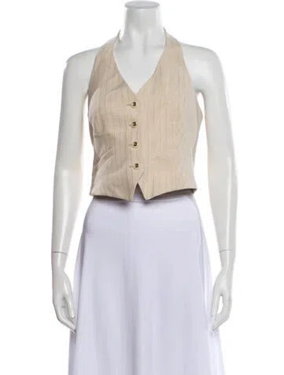 Pre-owned Veronica Beard Striped V-neck Top In Neutral