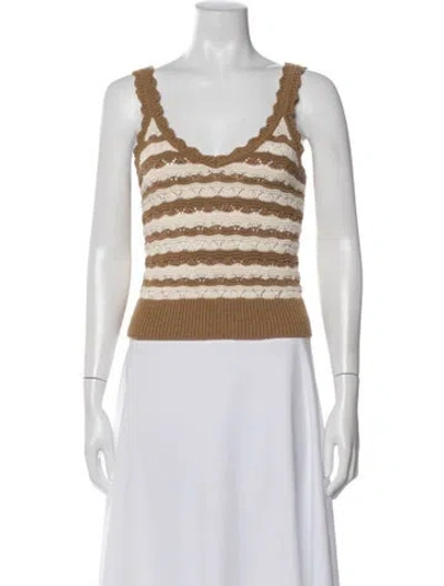 Pre-owned Veronica Beard Striped V-neck Top In Neutral