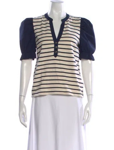 Pre-owned Veronica Beard Striped V-neck Top W/ Tags