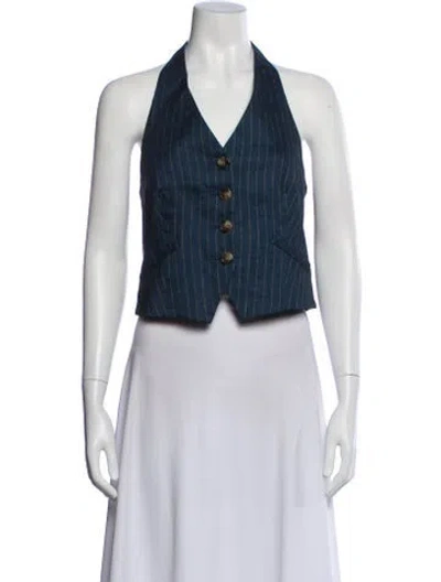 Pre-owned Veronica Beard Striped V-neck Top W/ Tags In Blue