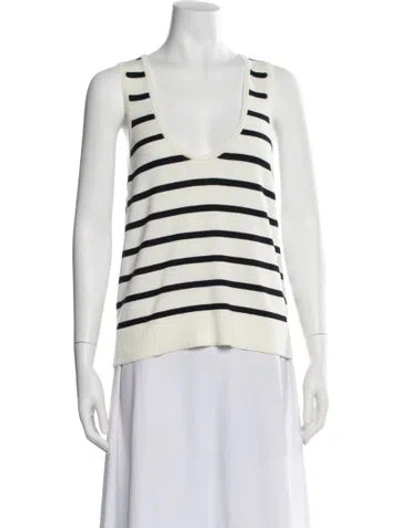 Pre-owned Veronica Beard Striped V-neck Top W/ Tags In Multi