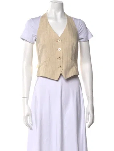 Pre-owned Veronica Beard Striped V-neck Top W/ Tags In Neutrals
