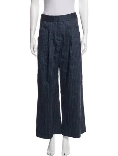 Pre-owned Veronica Beard Striped Wide Leg Pants In Blue