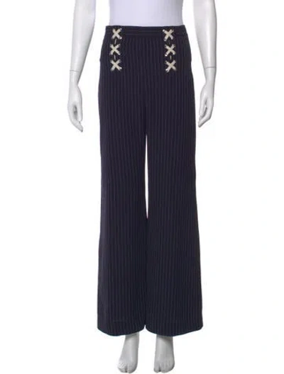 Pre-owned Veronica Beard Striped Wide Leg Pants In Blue