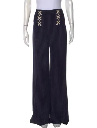 Pre-owned Veronica Beard Striped Wide Leg Pants In Blue