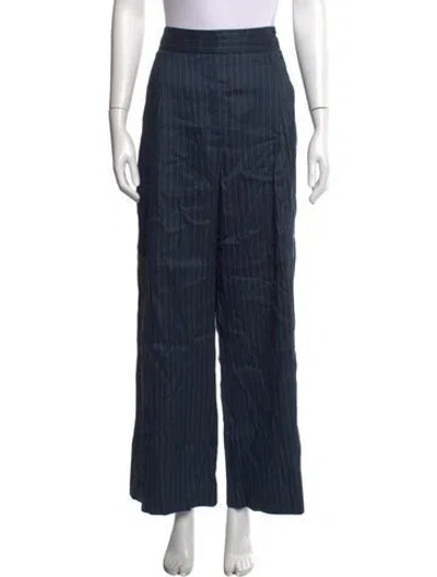 Pre-owned Veronica Beard Striped Wide Leg Pants In Blue
