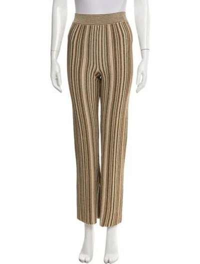 Pre-owned Veronica Beard Striped Wide Leg Pants In Brown
