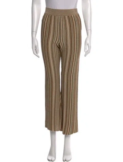 Pre-owned Veronica Beard Striped Wide Leg Pants In Brown
