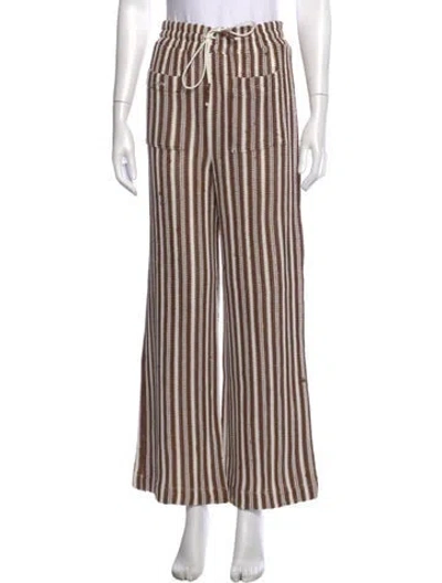 Pre-owned Veronica Beard Striped Wide Leg Pants In Brown