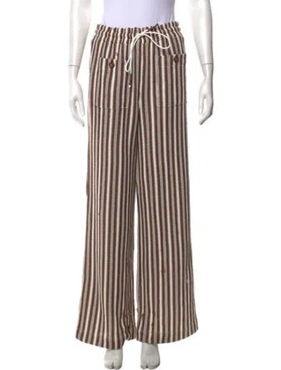 Pre-owned Veronica Beard Striped Wide Leg Pants In Brown